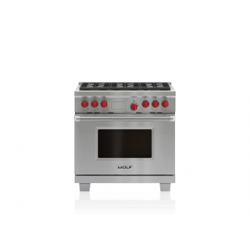 Estufa Dual WOLF DF364G 4 Quemadores y Comal Infrarrojo 36"