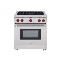 Estufa de Gas Wolf R30 30" 4 Quemadores 15000/9000Btu Enc USD