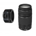 Kit CANON 6473A031AA de Lente EF 50mm f1.8 y Lente EF 75 300mm f4.05.6 III Para Cámara EOS