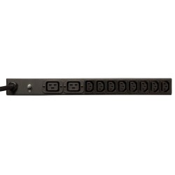 Tripp Lite PDU Monofásico Básico, 3.3-3.8kW 20A 208/240V, Instalación Horizontal 1U en Rack, 2 Tomacorrientes C19 y 1