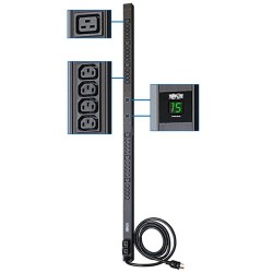Tripp Lite PDU Monofásico con Medidor Digital, 5/5.8kW 30A 208/240V, Instalación Vertical 0U en Rack, 6 tomacorrientes