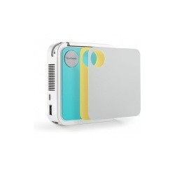 Proyector Portátil ViewSonic M1 MINI LED, WVGA 854 x 480, 50 Lúmenes, con Bocinas JBL, Blanco/Azul ― Incluye Carátu