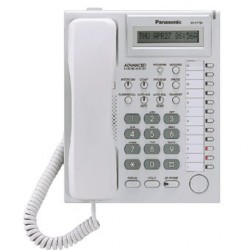 Teléfono Panasonic KX-AT7730 - Híbrido con Pantalla de 1 Línea - 12 Teclas DSS y Altavoz - Blanco