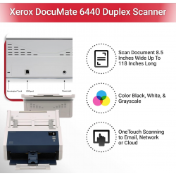 Scanner Xerox DocuMate 6440 XDM6440-U, 600 x 600DPI, Escáner Color, Escaneado Dúplex, USB 2.0, Azul/Blanco